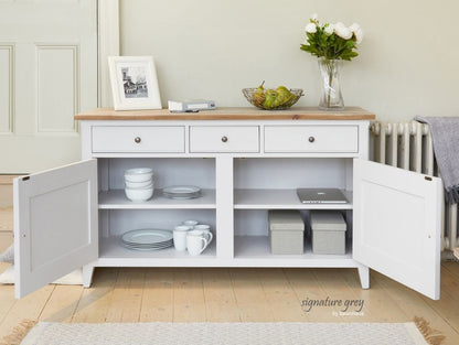 Signature Grey Painted 2 Door 3 Drawer Sideboard