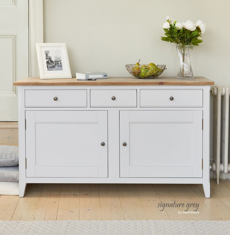 Signature Grey Painted 2 Door 3 Drawer Sideboard