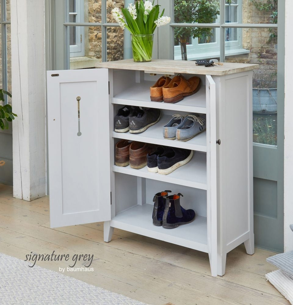 Signature Grey Painted 2 Door Shoe Cupboard