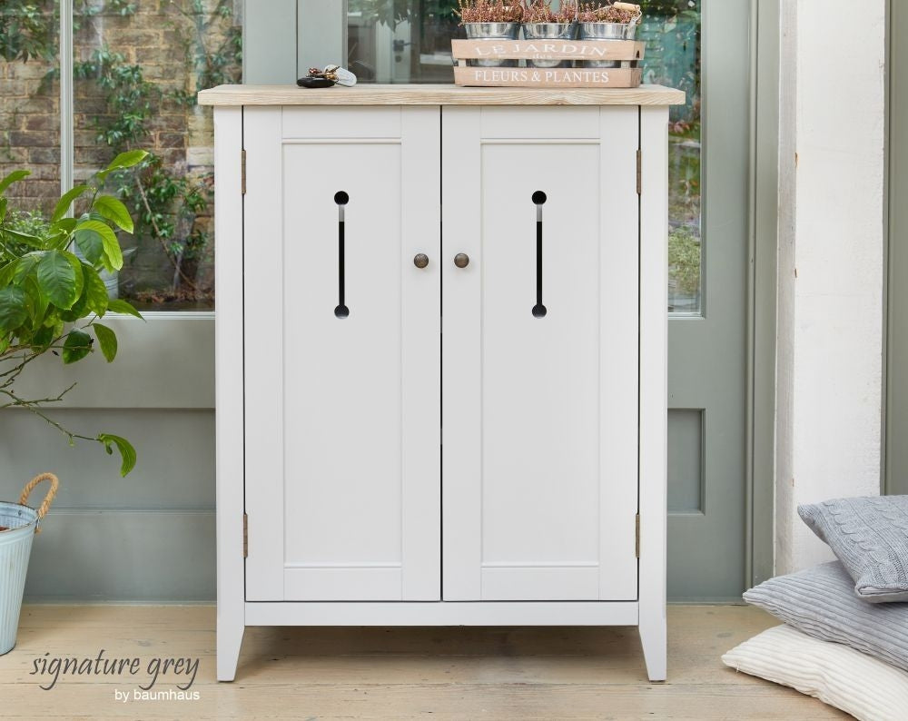 Signature Grey Painted 2 Door Shoe Cupboard