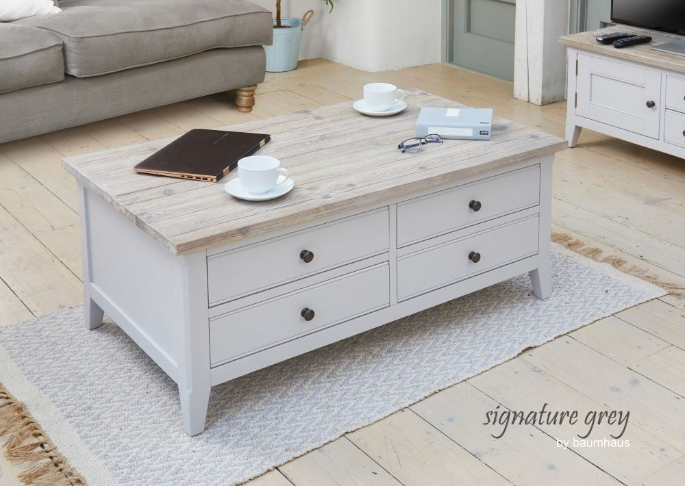 Signature Grey Painted 4 Drawer Coffee Table