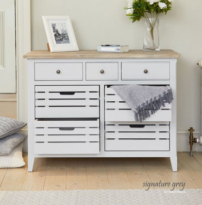 Signature Grey Painted 7 Drawer Sideboard