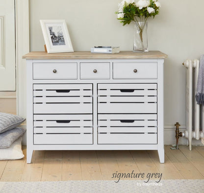 Signature Grey Painted 7 Drawer Sideboard