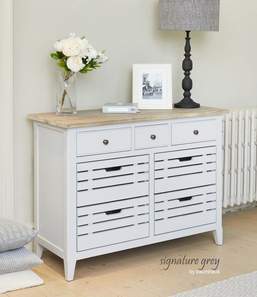 Signature Grey Painted 7 Drawer Sideboard