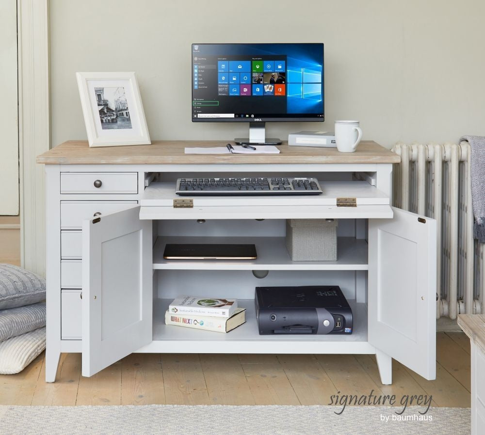 Signature Grey Painted Hidden Home Office Desk