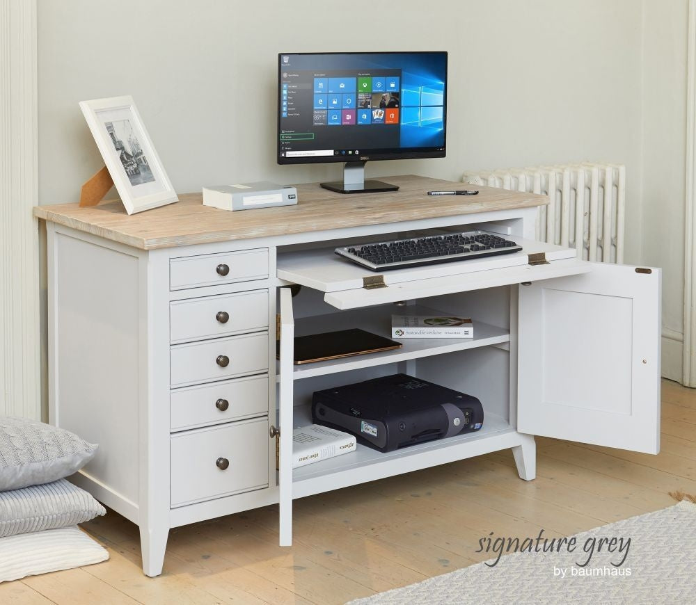 Signature Grey Painted Hidden Home Office Desk