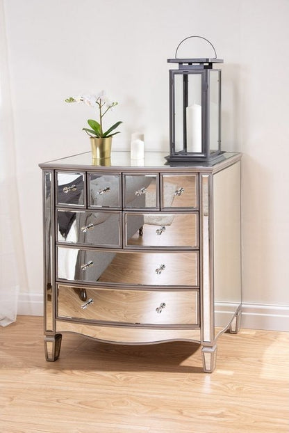 Elysee Mirrored Glass Multi Drawer Chest