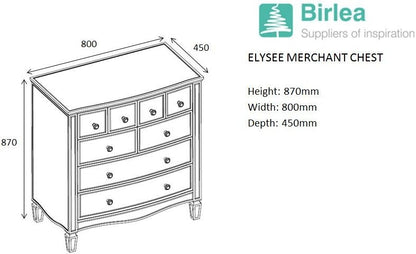 Elysee Mirrored Glass Multi Drawer Chest