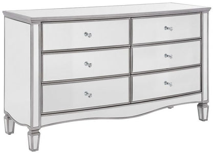 Elysee Mirrored Glass 6 Drawer Wide Chest