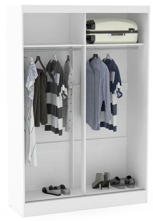 Lynx White and Grey Sliding Mirrored Wardrobe - 2 Doors