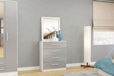 Lynx White and Grey Chest - 4 Drawers