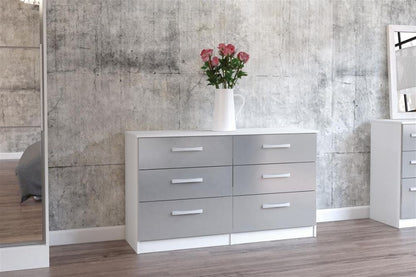 Lynx White and Grey Chest - 6 Drawers