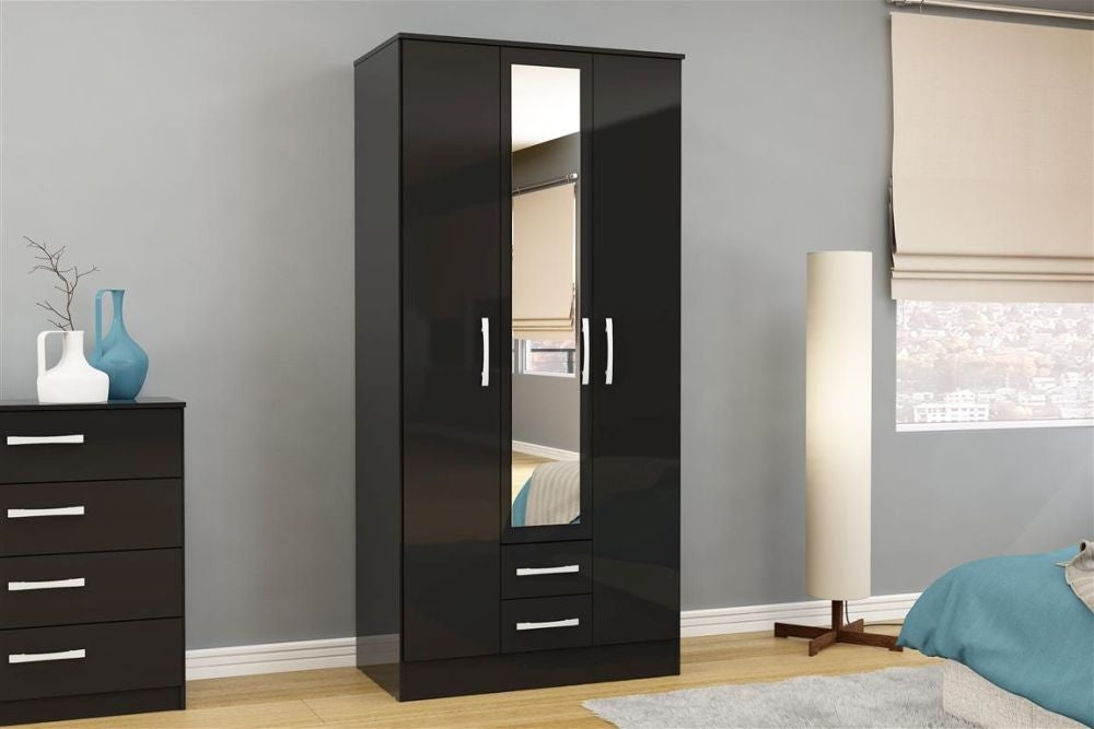 Lynx Black 3 Door Combi Wardrobe