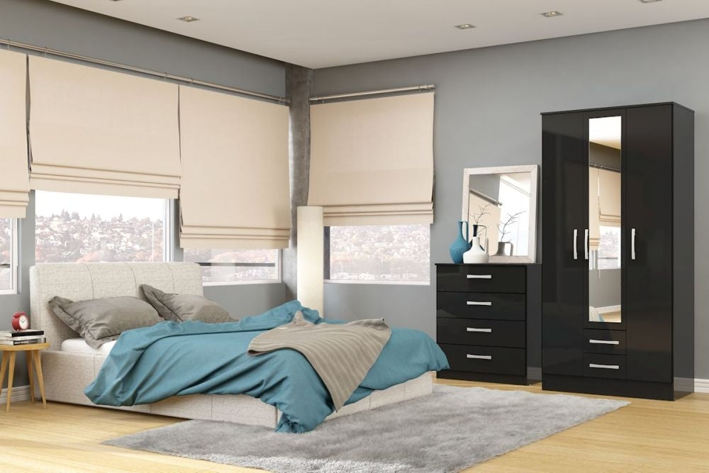 Lynx Black 3 Door Combi Wardrobe