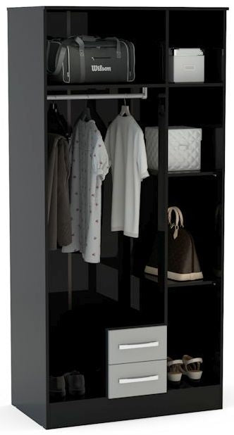 Lynx Black 3 Door Combi Wardrobe