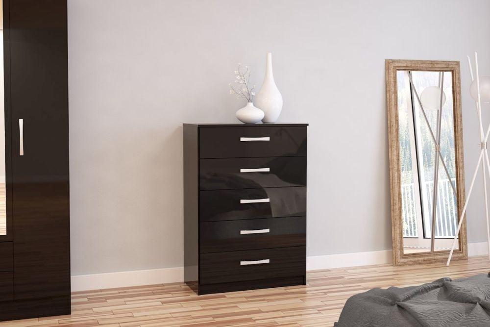 Lynx Black 5 Drawer Chest