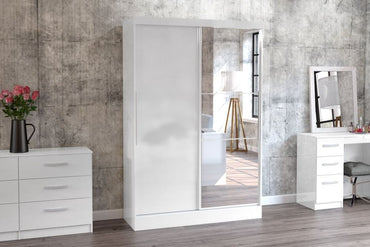 Lynx White 2 Door Sliding Mirrored Wardrobe