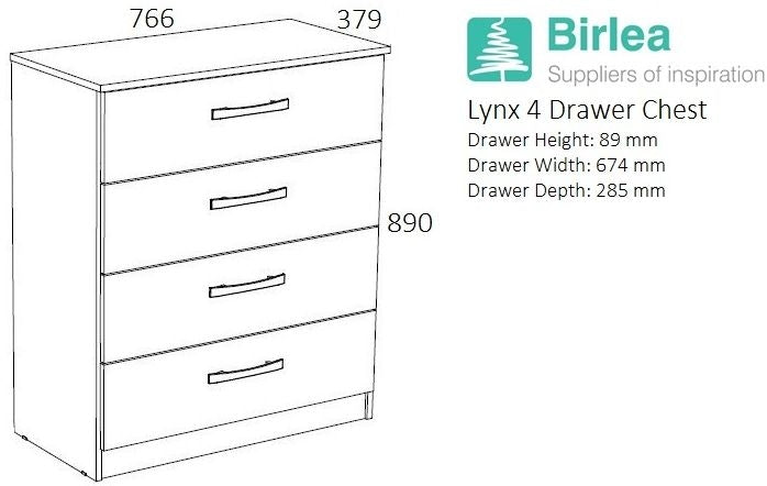 White Lynx 4 Drawer Chest