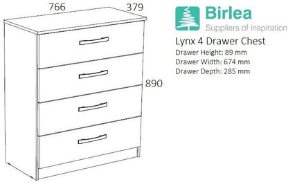 White Lynx 4 Drawer Chest