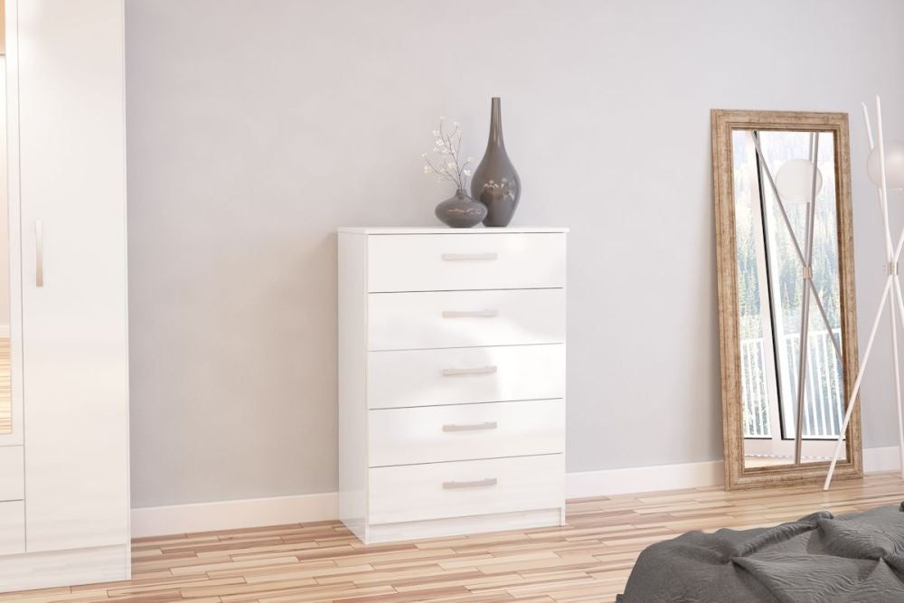 Lynx White 5 Drawer Chest