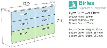 Lynx White 6 Drawer Chest