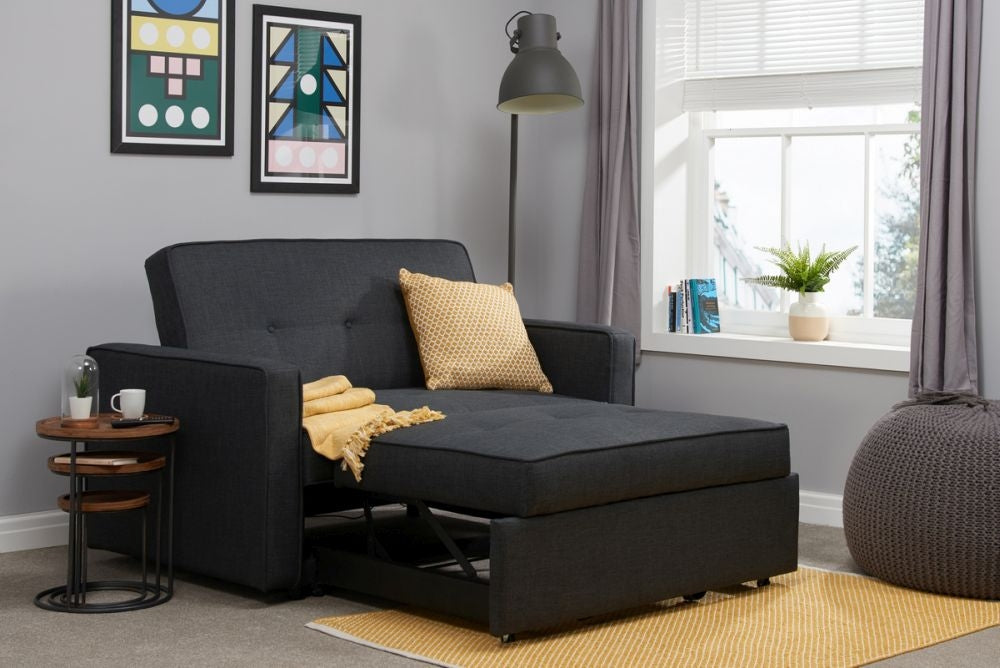 Otto Grey Fabric Small Pull-Out Sofabed - 2 Seater