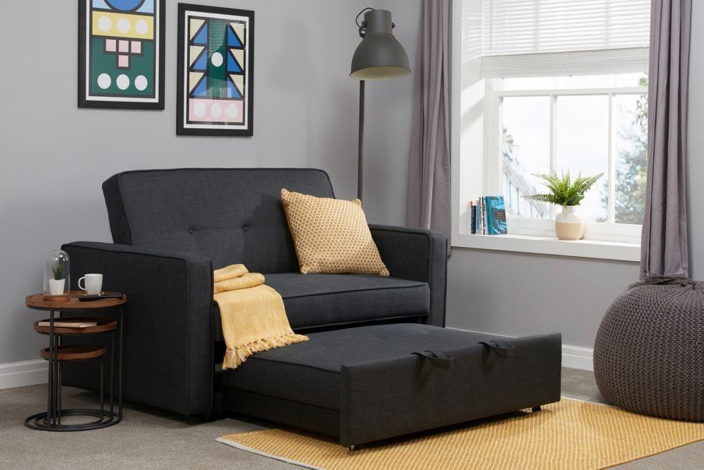 Otto Grey Fabric Small Pull-Out Sofabed - 2 Seater