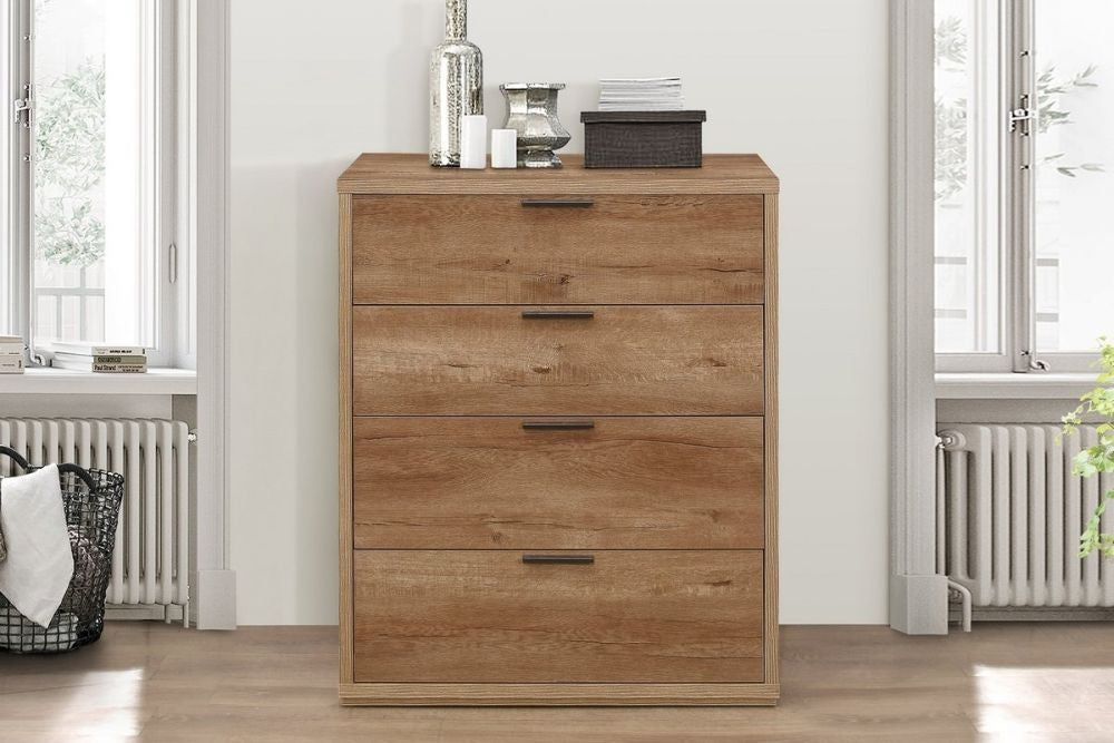 Stockwell Rustic Oak Effect 4 Drawer Chest