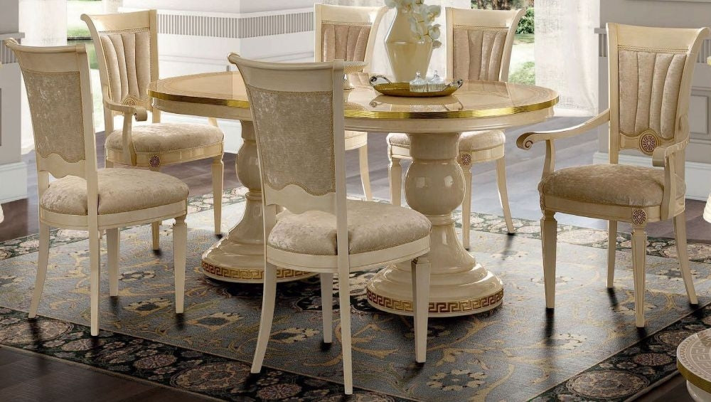 Camel Aida Day Ivory Italian Oval 6 Seater Extending Dining Table