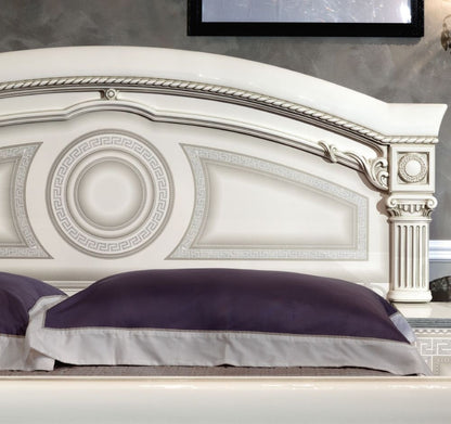 Camel Aida White and Silver Italian Bed