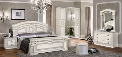 Camel Aida White and Silver Italian Bed