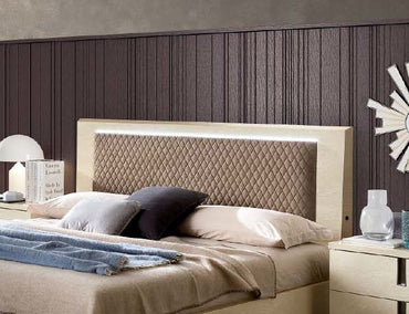 Camel Ambra Night Sand Birch Italian Rombi Bed with Luna Storage and Rhombus Eco Nabuk Headborad