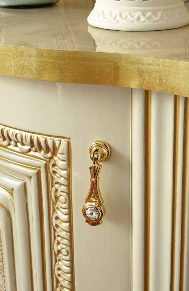 Camel Leonardo Day Ivory High Gloss and Gold Italian Corner Cabinet