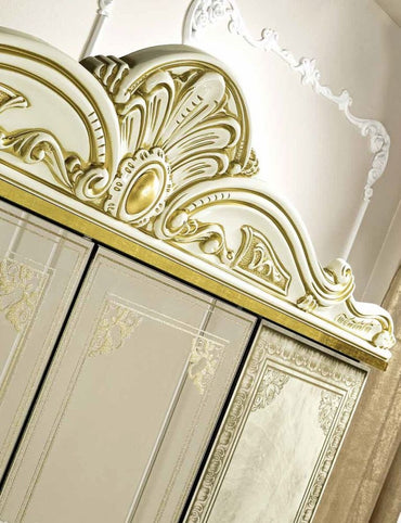 Camel Leonardo Night Italian Ivory High Gloss and Gold 4 Door Wardrobe