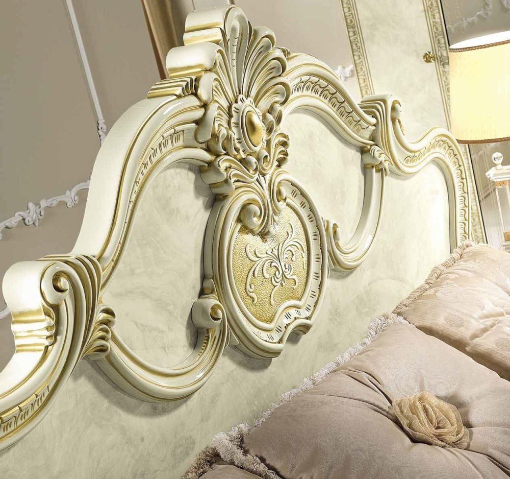 Camel Leonardo Night Italian Ivory High Gloss and Gold Bed