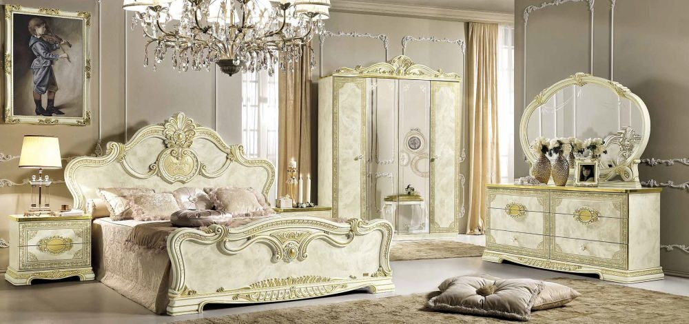 Camel Leonardo Night Italian Ivory High Gloss and Gold Bed