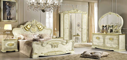 Camel Leonardo Night Italian Ivory High Gloss and Gold Upholstered Bed