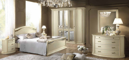 Camel Siena Night Ivory Italian 5 Door Wardrobe with 3 Mirror