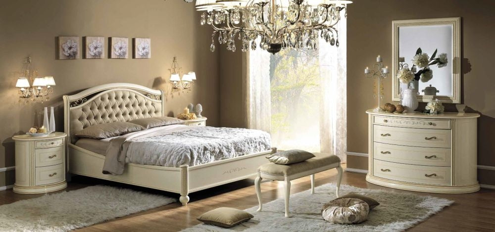 Camel Siena Night Ivory Italian Capitonne Ring Bed