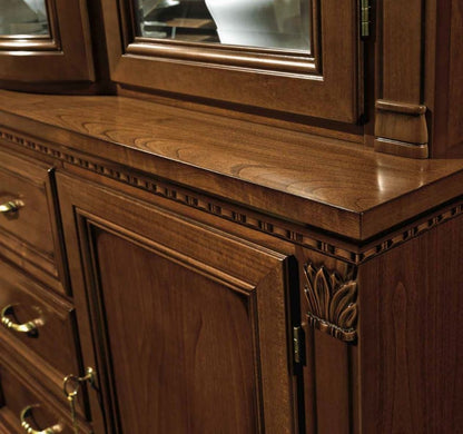 Camel Treviso Day Cherry Wood Italian Sideboard with Vitrine