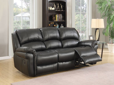 Farnham Black Leather 3 Seater Recliner Sofa