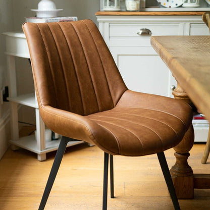 Malmo Tan Brown Faux Leather Dining Chair (Sold in Pairs)