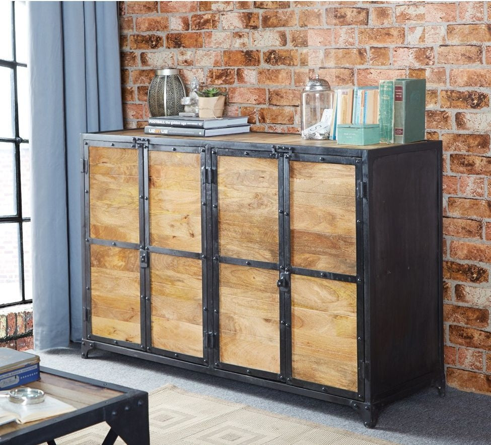 Ascot Brown 4 Door Industrial Large Sideboard