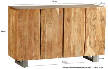 Baltic Live Edge Matt Lacquer 4 Door Sideboard