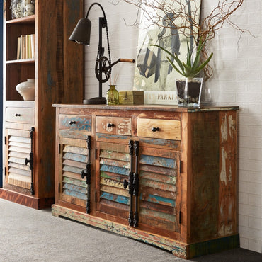 Coastal Brown 3 Door 3 Drawer Large Sideboard