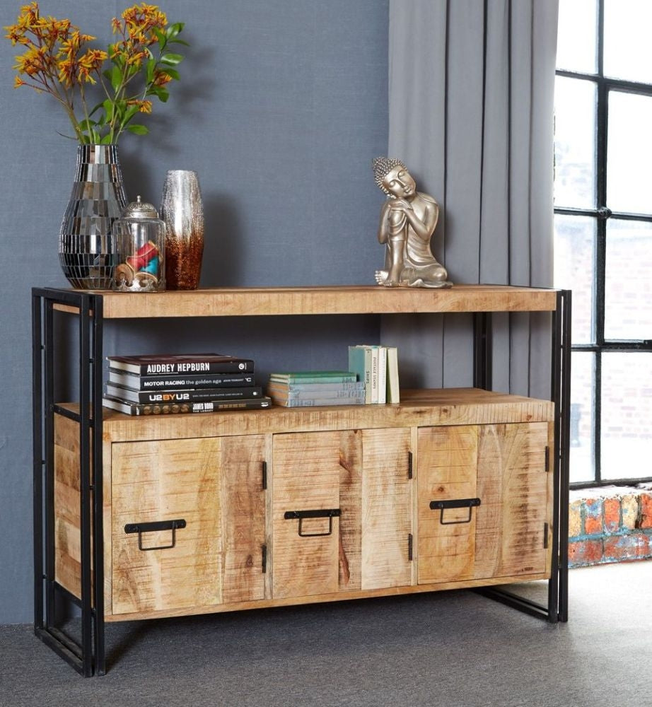 Cosmo Natural 3 Door Industrial Sideboard