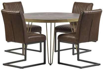 Mango Dark Gold Round Dining Table - 4 Seater