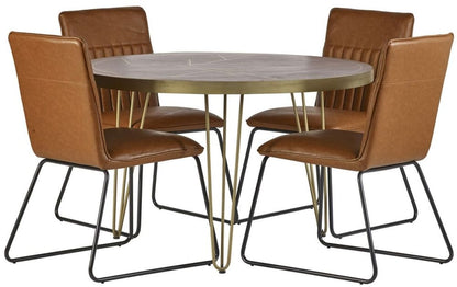 Mango Dark Gold Round Dining Table - 4 Seater