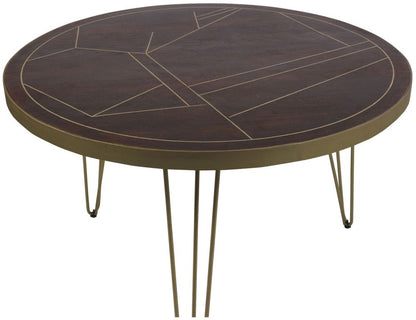 Mango Dark Gold Round Dining Table - 4 Seater