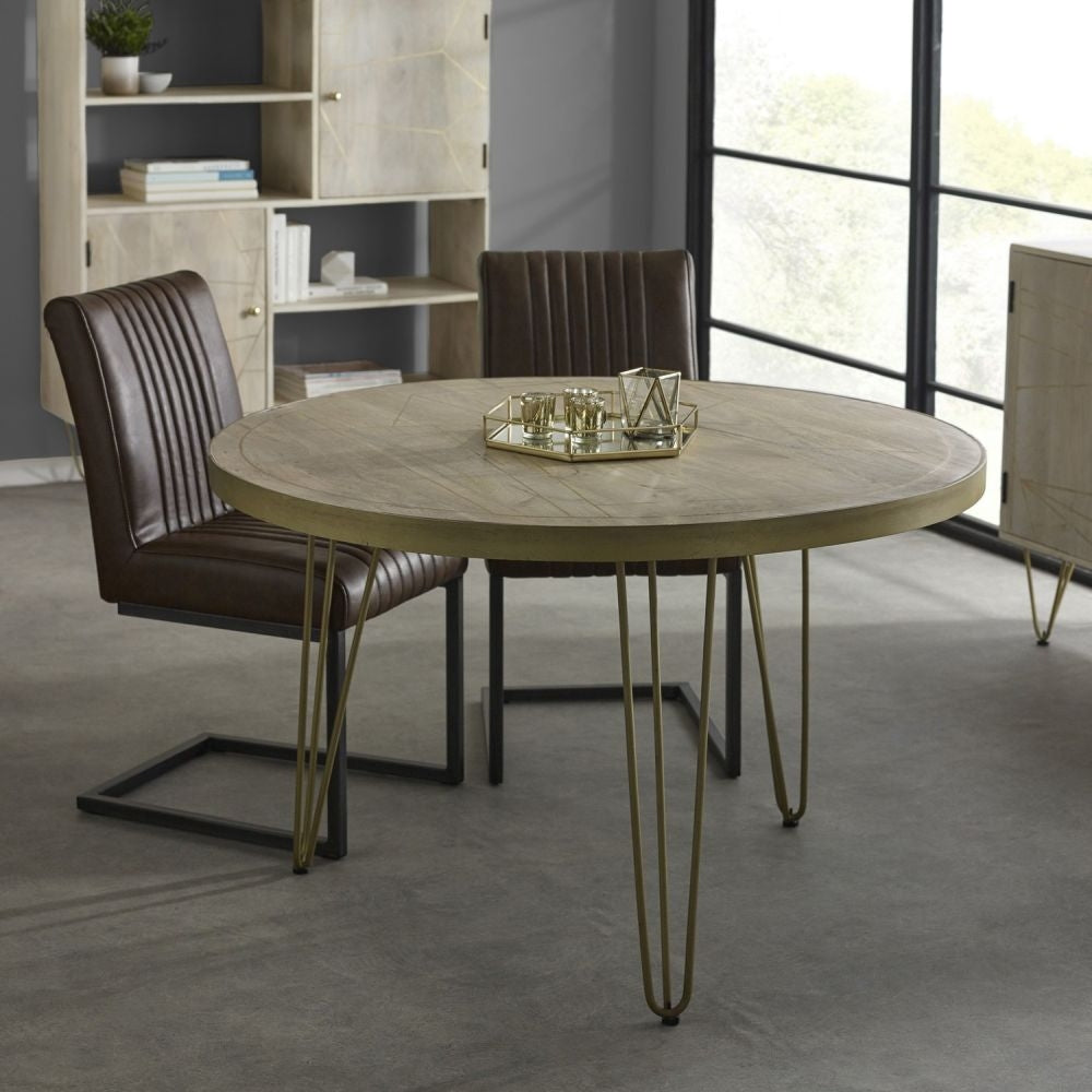 Mango Light Gold Round Dining Table - 4 Seater